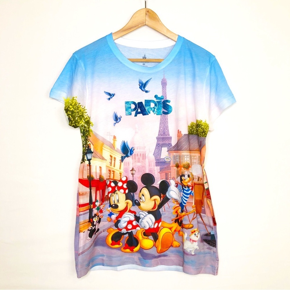 Disney parks, Paris, Minnie, and Mickey graphic T-shirt